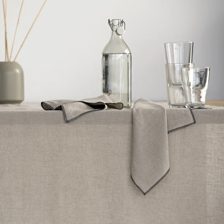 lniany obrus szaro beżowy