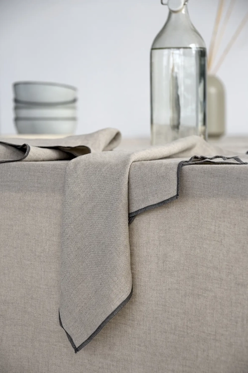 podkładka lniana serwetka z szarym obszyciem 40x40 cm 50x50 cm