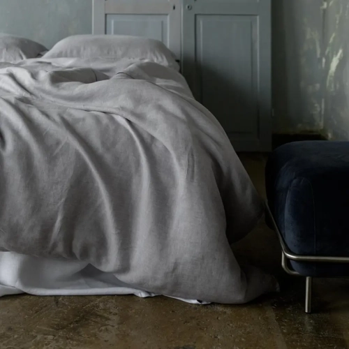 Lniana poszwa na kołdrę szara SILVER BIRCH light gray