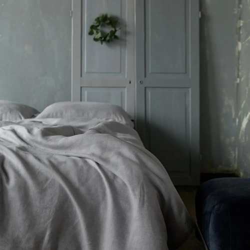 Lniana poszwa na kołdrę szara SILVER BIRCH light gray