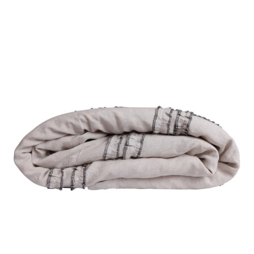 Lniana poszwa na kołdrę z falbankami naturalny len FRILL natural