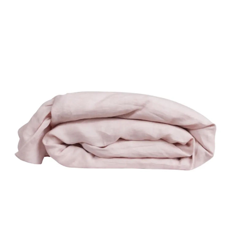 Lniana poszwa z falbanką na kołdrę beżowy róż Frill