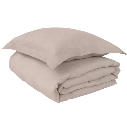 poduszka i kołdra lniana beżowa z ozdobną plisą