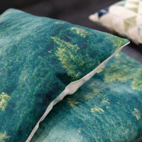 lniana poszewka na poduszkę zielona nadruk las INSPIRED BY NATURE forest