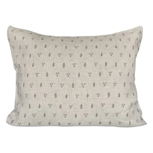 Lniana poszewka na poduszkę naturalna z nadrukiem