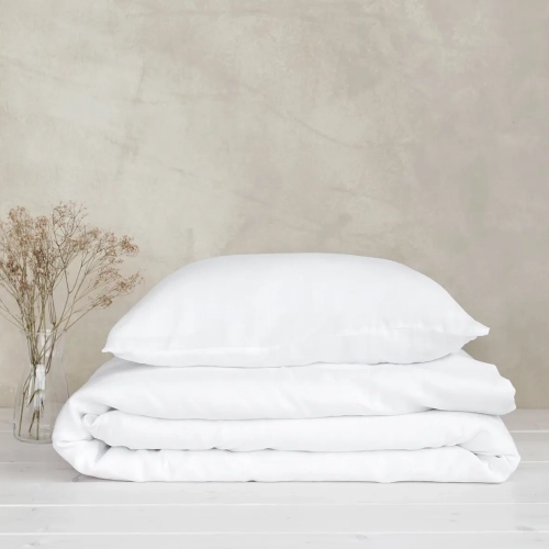 Poduszka i kołdra w lnianych poszewkach BASIC snow white