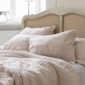 Różowe lniane poduszki. Komplet pościeli BASIC dusty pink