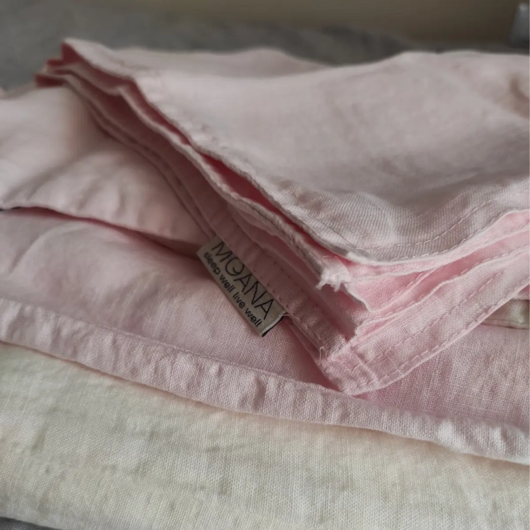 Lniana poszewki na poduszkę jasnoróżowa BASIC light rose, Detal