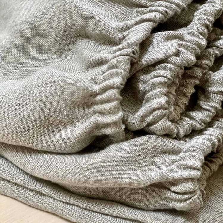 Lniane prześcieradło z gumką natural szaro beżowe