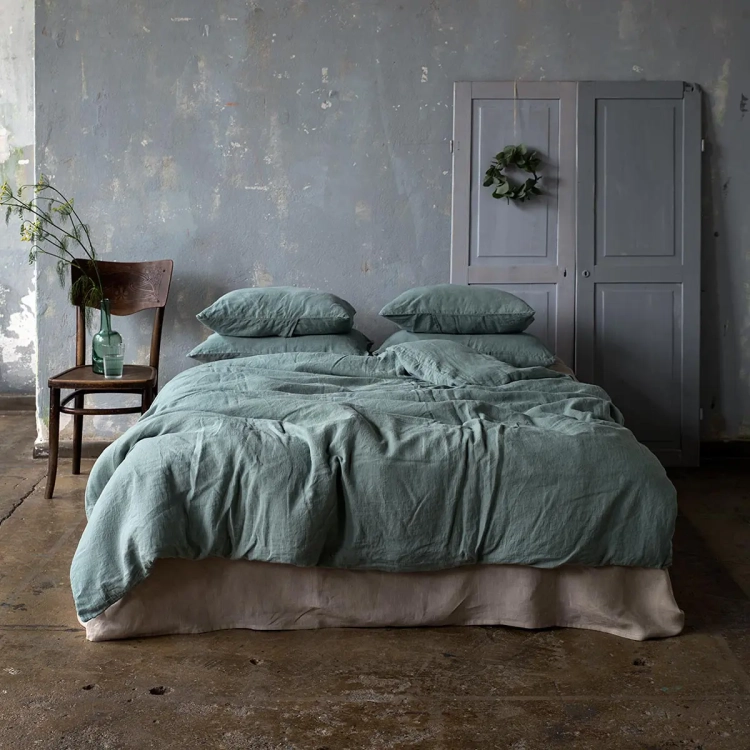 Komplet pościeli lnianej zielony PURE eucalyptus green