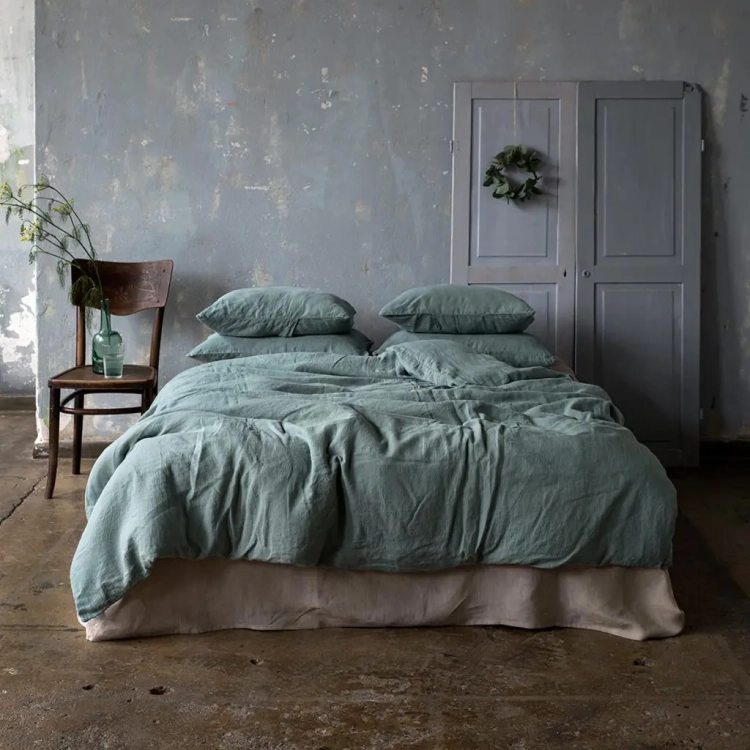 Pościel lniana zielona PURE eucalyptus green