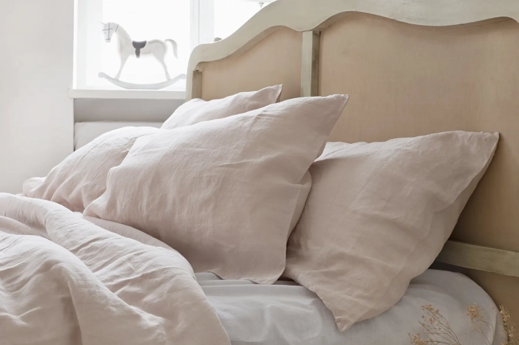 Komplet pościeli lnianej kołdra poduszka różowy BASIC dusty pink