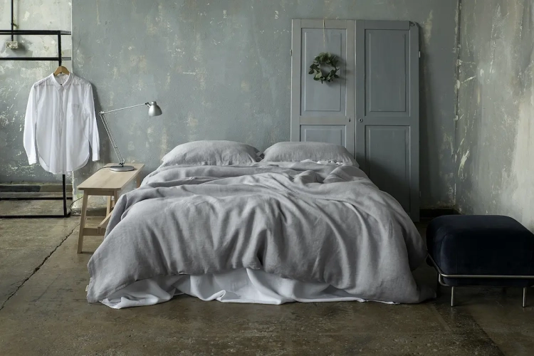 Pościel lniana jasnoszara SILVER BIRCH light grey