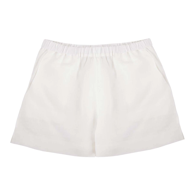 lniane krótkie spodenki w kolorze kremowej bieli