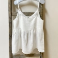 Top lniany Cherry cream white z wyhaftowanymi wisienkami