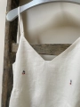 Top lniany Cherry cream white z wyhaftowanymi wisienkami
