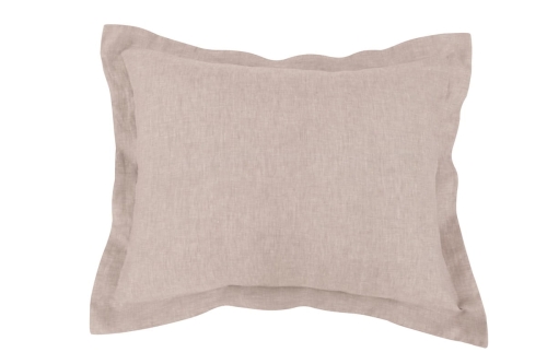 Beżowa poduszka lniana wykończona plisą