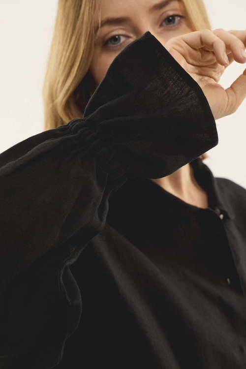 lniana koszula CHERRY - rękaw z szeroką falbaną