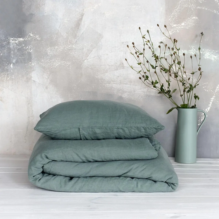 Komplet pościeli lnianej zielony PURE eucalyptus green