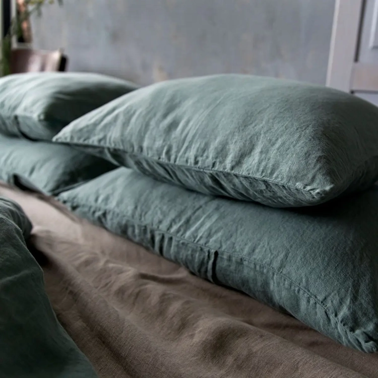 lniane poszewki na poduszki zielone PURE eucalyptus green