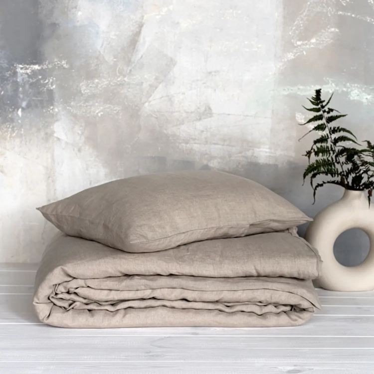 Komplet pościeli z lnu beżowej naturalnej PURE natural