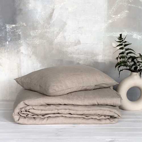 Komplet pościeli z lnu beżowej naturalnej PURE natural