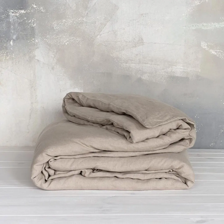Lniana poszwa na kołdrę w kolorze naturalnym beżowym