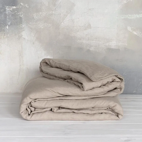 Lniana poszwa na kołdrę w kolorze naturalnym beżowym