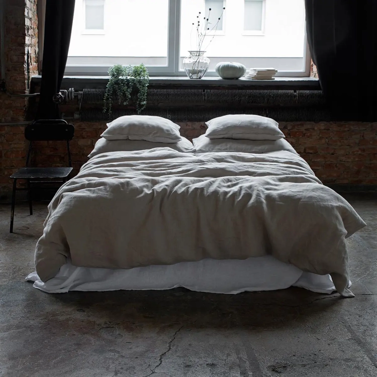 Lniana poszwa na kołdrę w kolorze naturalnym beżowym