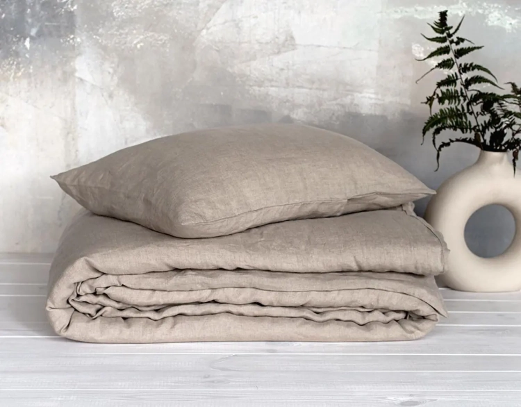 Lniana poszewka i kołdrę na poduszkę beżowa PURE natural