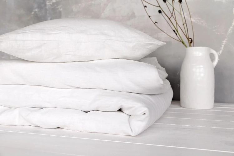 lniana poduszka i kołdra kremowo biała PURE cream white