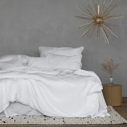 Komplet pościeli lnianej białej BASIC snow white, śnieżnobiały