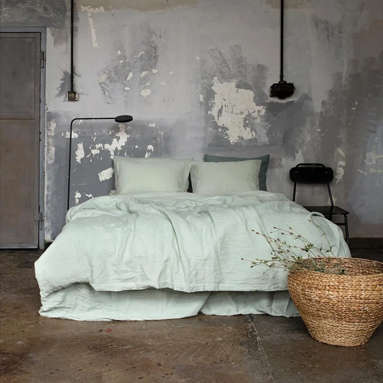 Lniana pościel zielona PURE sage green jasny zielony