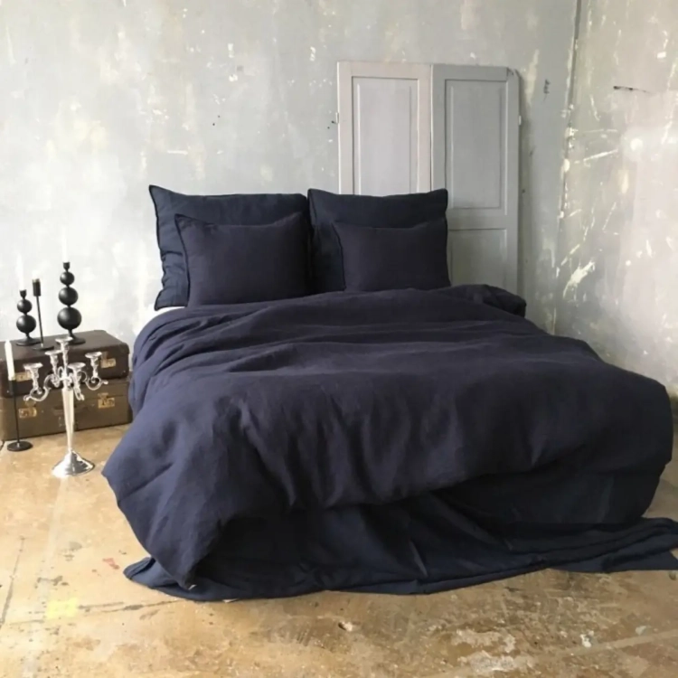 Lniana pościel granatowa BASIC navy blue