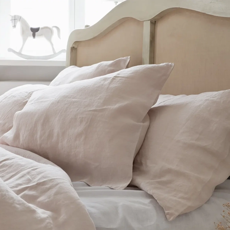 Komplet pościeli lnianej kołdra poduszka różowy BASIC dusty pink