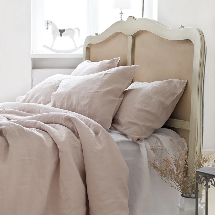 Komplet pościeli lnianej kołdra poduszka różowy BASIC dusty pink
