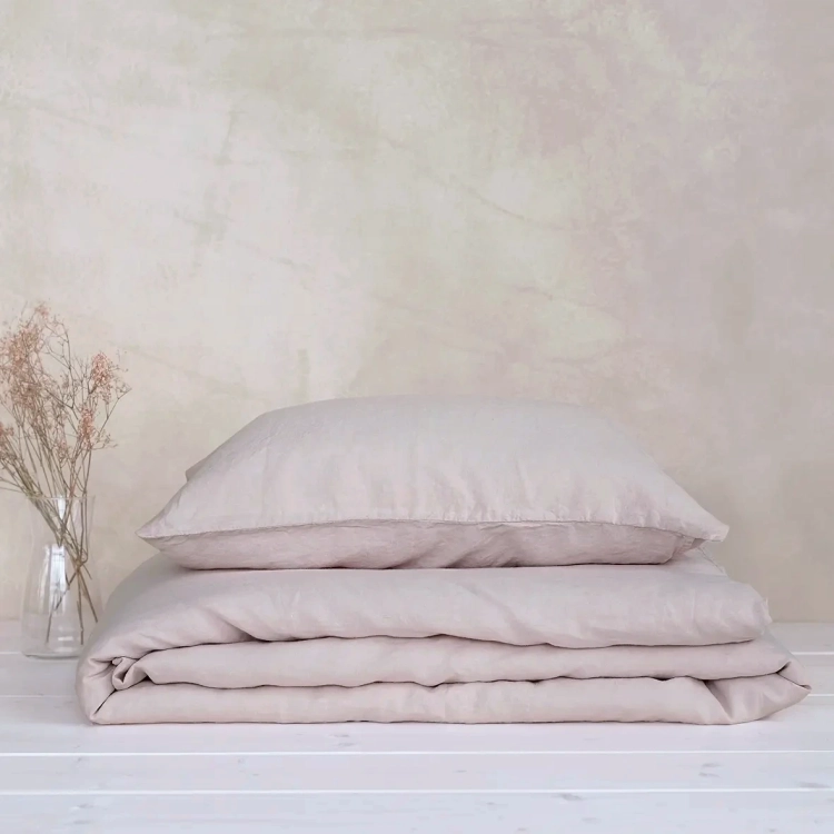 Poduszka i kołdra lniana BASIC dusty pink, pudrowy róż