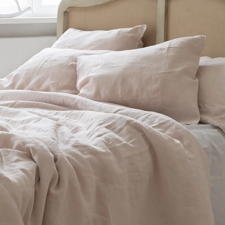 Komplet pościeli lnianej kołdra poduszka różowy BASIC dusty pink