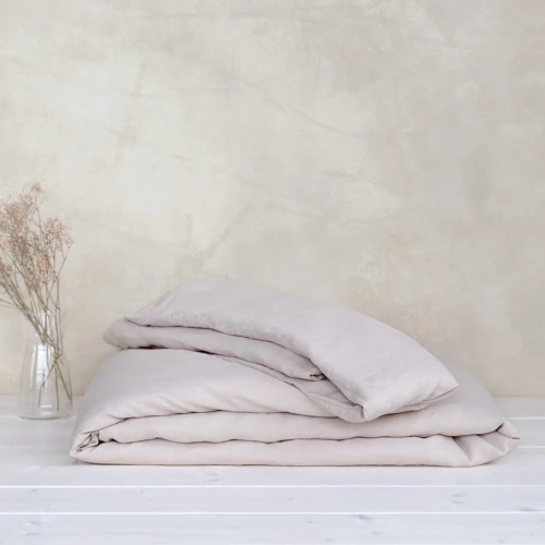 lniana poszwa na kołdrę  różowa BASIC dusty pink