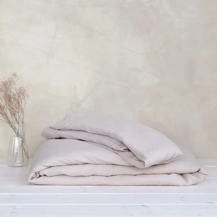 lniana poszwa na kołdrę  różowa BASIC dusty pink