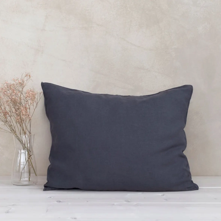 Poszewka na poduszkę ANEMONE dark grey, ciemnoszary naturalny len