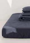 lniane prześcieradło z gumką ANEMONE dark grey, ciemny szary